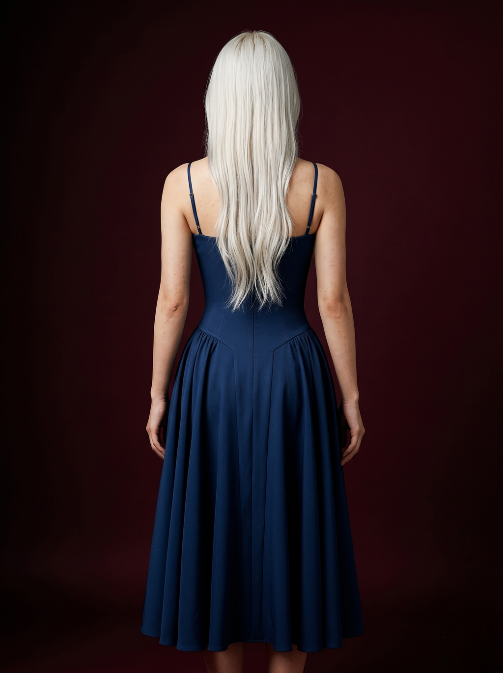 White Spaghetti Strap Corset Bustier Flared Midi Dress