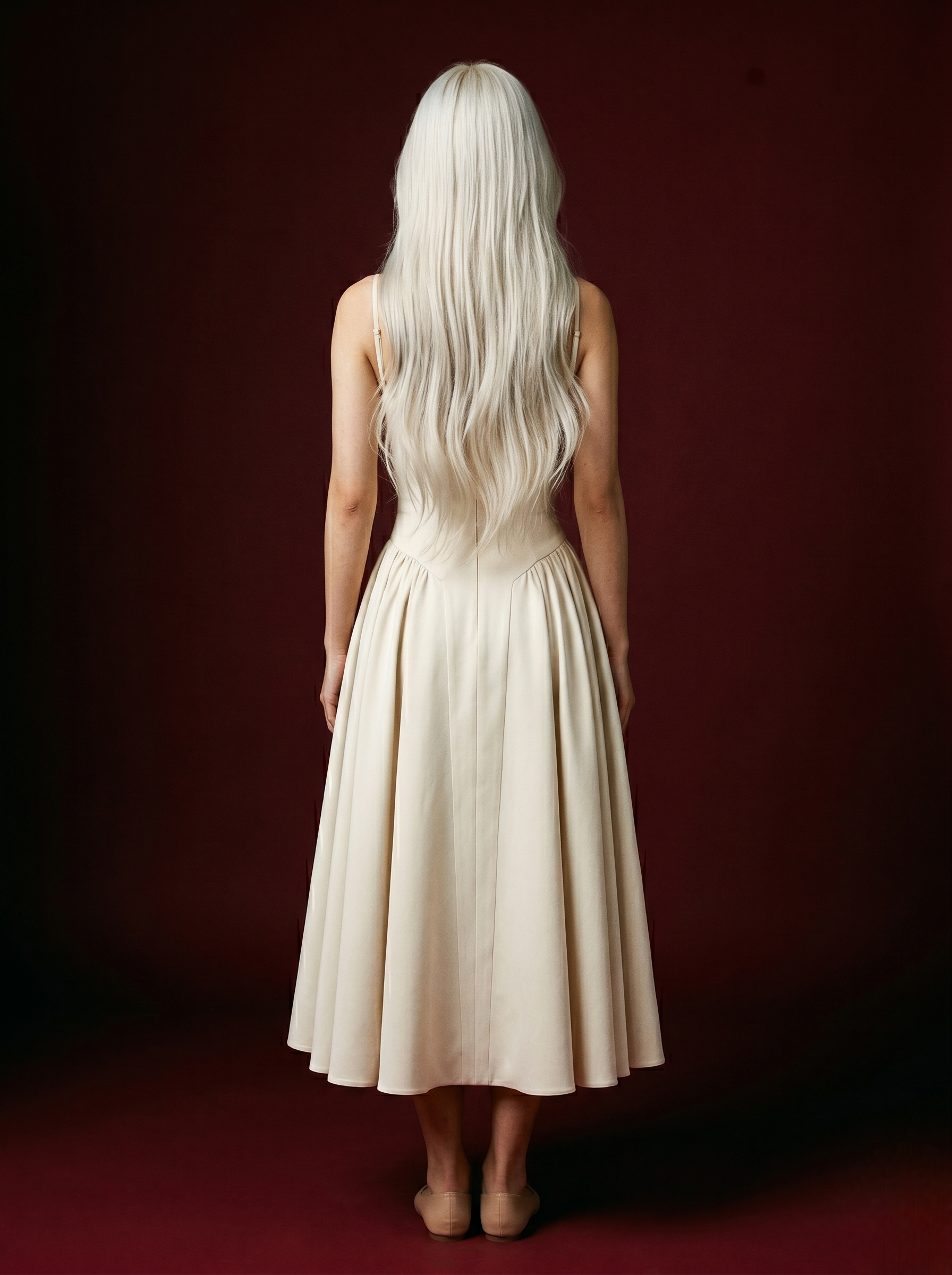 White Spaghetti Strap Corset Bustier Flared Midi Dress